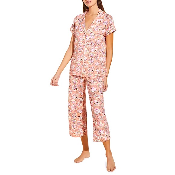 EBERJEY Gisele Floral-Print Stretch-Tencel Modal Pajama Set Blush